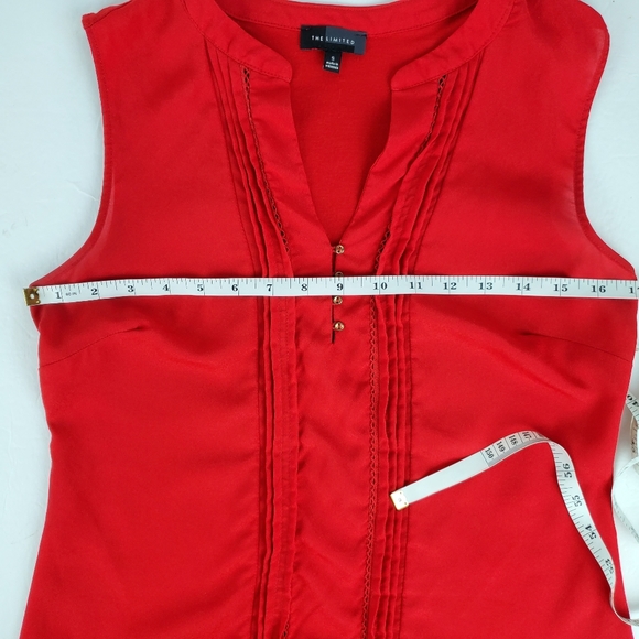 Limited red sleeveless chiffon top S - Picture 5 of 6